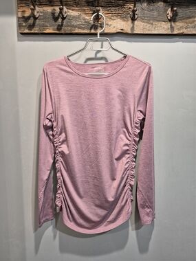 Eddie Bauer Pink Long-Sleeve Ruched  Shirt With Thumb Holes Size Medium Women's